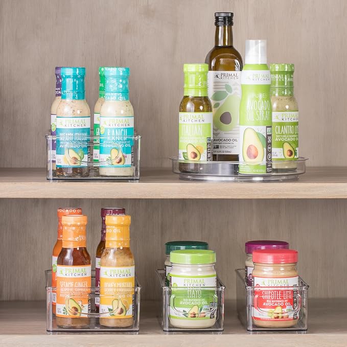 iDesign Plastic Stackable Pantry Bin, Clear | Storage Bin with Handles, For Cabinets or Fridge
