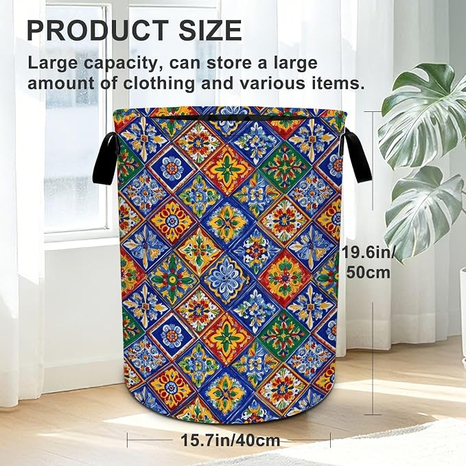 Bohemia Laundry Basket Foldable Oxford Laundry Hamper With Handle For Room Bathroom Bedroom