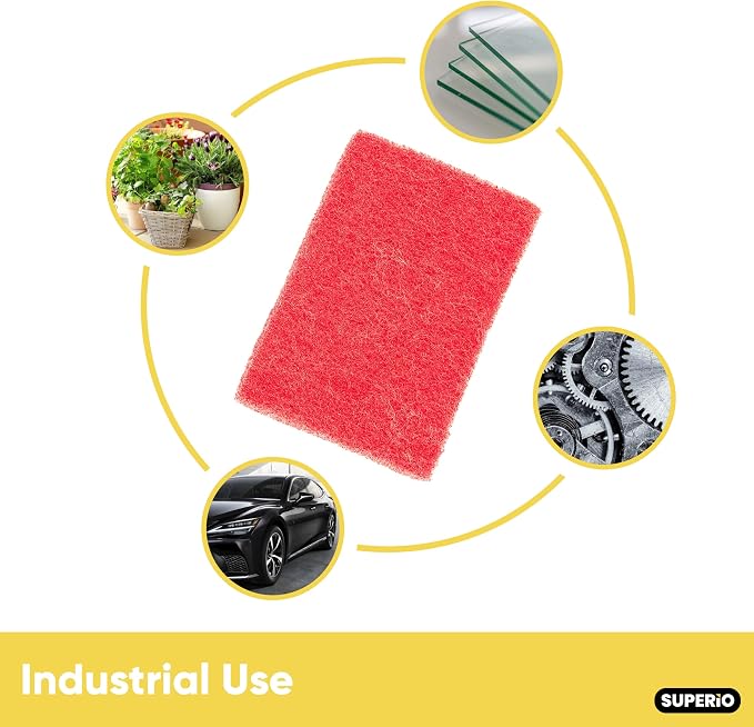 Scouring Pad Non-Scratching Scrubber Non-Scratch Cleaning Scrub Pads Heavy Duty Scouring Pad Reusable Kitchen Scrubbing Pad Pack of 30 Red, by Superio