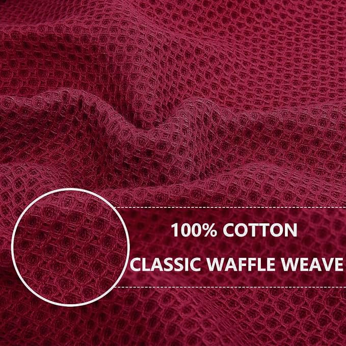 Homaxy 100% Cotton Waffle Weave Kitchen Dish Cloths 6-Pack, Magenta | 12 x 12 Inches, Ultra Soft Absorbent Dish Towels, Quick Drying Dish Rags with Hanging Loop
