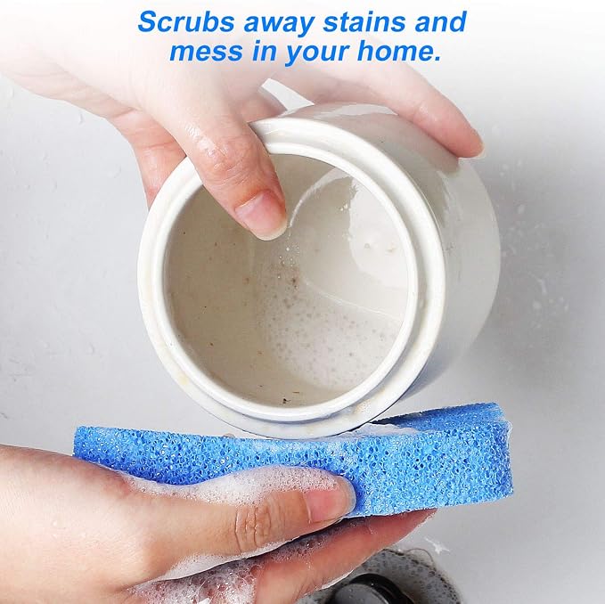 Silicone Sponges Kitchen Scrubber, Sponges for Dishes, Fragrance Free, Odor Free, 10 PCS Non-Scratch Scrub Sponges, Blue