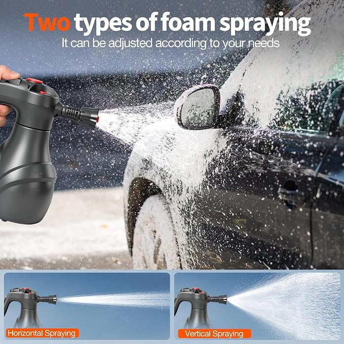 LuxBlue 68 oz Electric Foam Sprayer for Car Wash, 3000mAh Battery Powered | Car Foam Sprayer with Visible Capacity Scale, Type-C Charging Cordless Pressurized Foaming Cannon for Home, Garden Cleaning