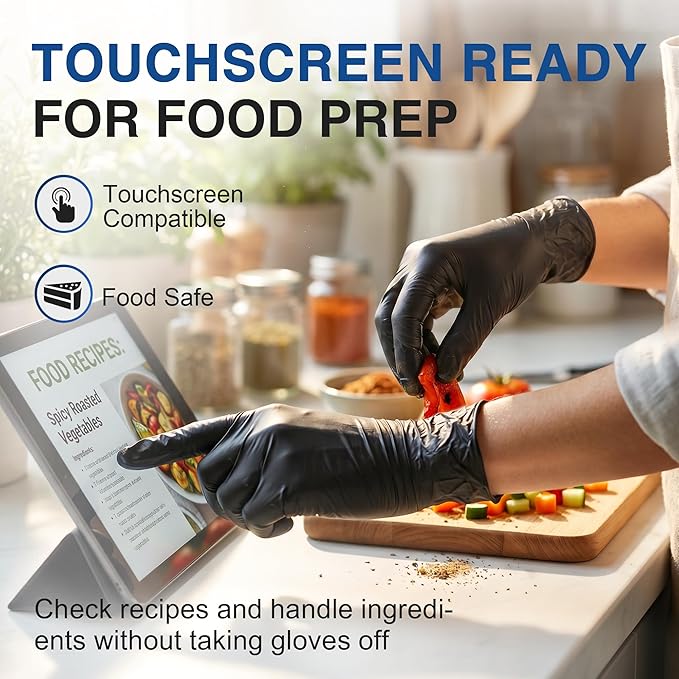 Schneider Black Nitrile Gloves, Gloves Disposable Latex Free, Powder Free | 3-Mil, Medical Exam Glove, Food Safe Gloves, Cooking Gloves, Cleaning Gloves