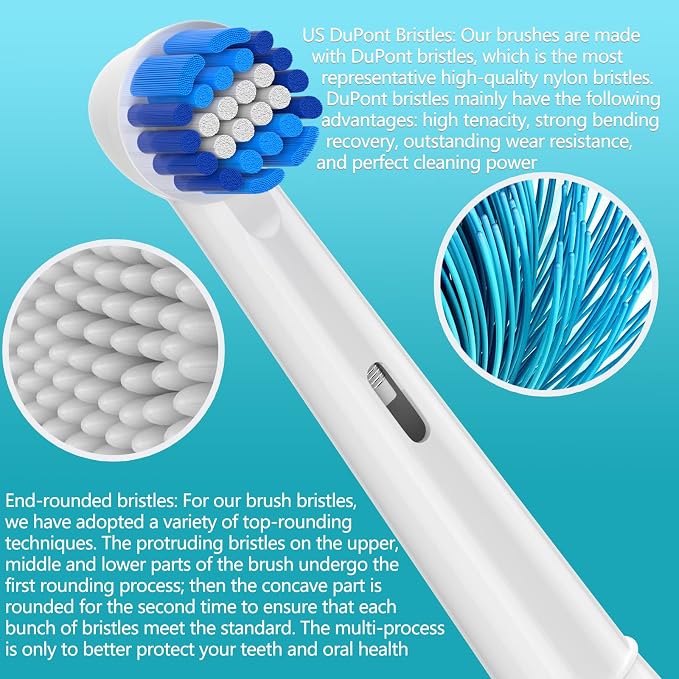 KHBD 16 Pack Replacement Heads for Oral B Braun- Includes 4 Sensitive Brush, 4 Precision Brush, 4 Deep Cleaning, 4 Floss Cleaning Toothbrush Heads
