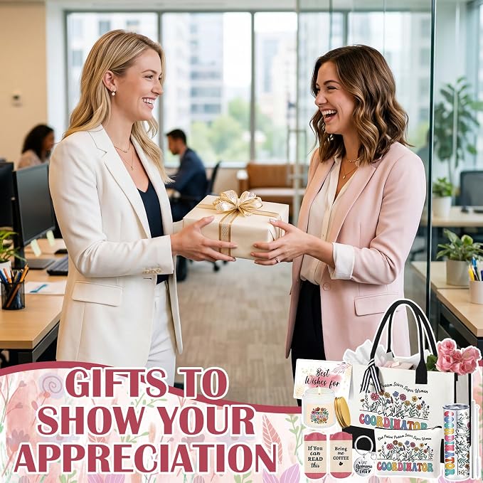 Patelai 7 Pcs Chaos Coordinator Gifts for Women Thank You Coordinator Bag | Funny Basket Self Care Set with 20oz Tumbler Tote Socks Candle Unique Problem Solvers Gift for Coworker Employee Lady Manager