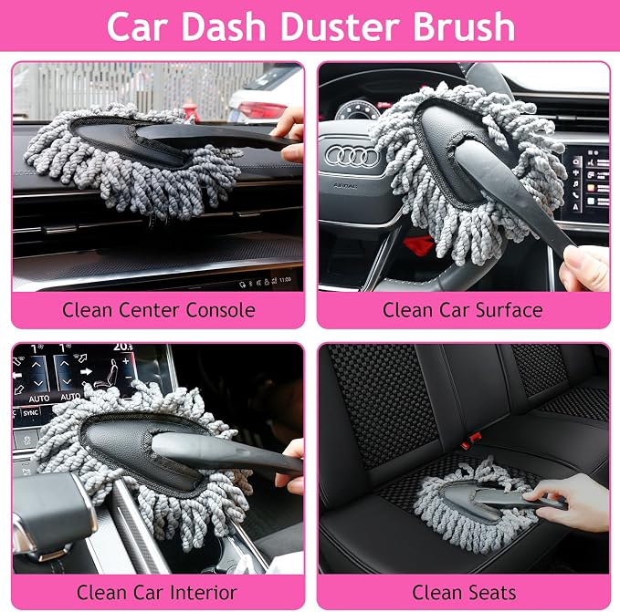 THINKWORK Car Detailing Kit Interior, Windshield Cleaner Tool, Dust Remover | 17PCS Car Cleaning Kit Inside, Car Detailing Brush Set for Windows, Dashboard & Air Vents, Car Cleaning Supplies for Gift