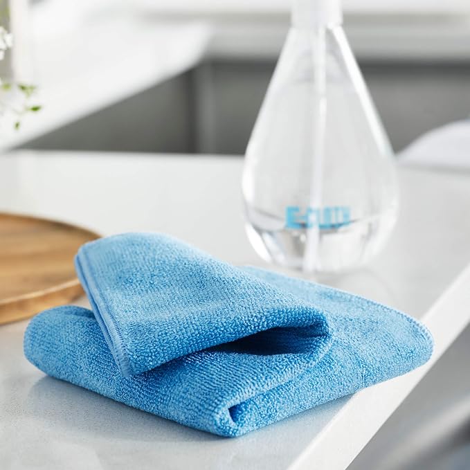 E-Cloth General Purpose Cleaning Cloth Kit, Reusable Cleaning Towel, 8 Pack | Cleaning Cloths for House, Versatile Use for Glasses, Windows, Mirrors, Cars, Cameras, Cleans with Water, Alaskan Blue