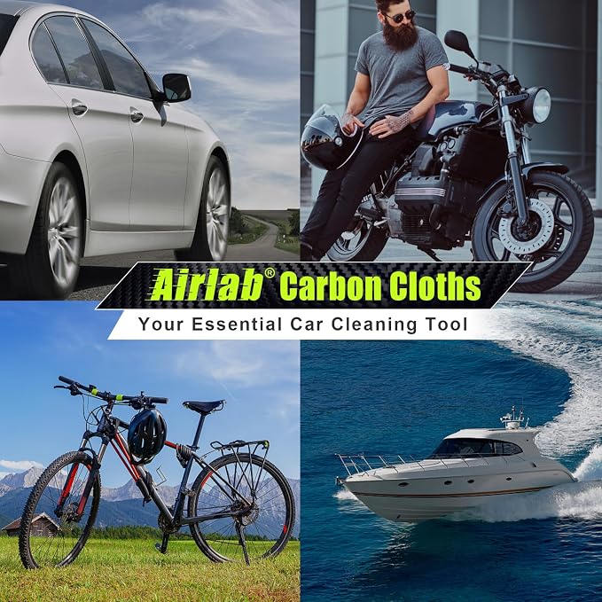 Airlab Microfiber Towels Cars Wash Drying Cleaning Cloth, Light Grey | Carbon Fiber Detailing Glass Window Polishing Lint Free, Streak Free, 20" x 16", Pack of 4
