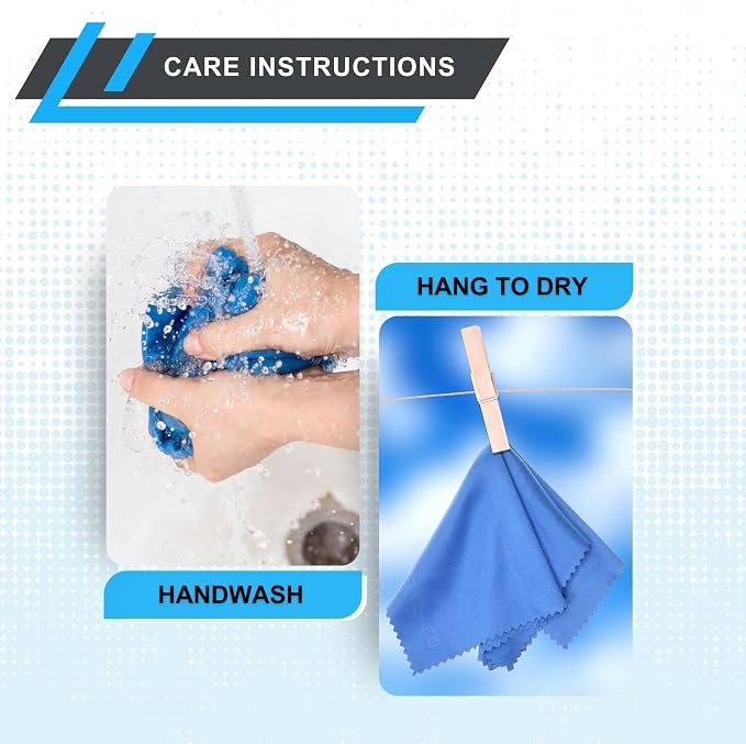 Eco-Fused Microfiber Cleaning Cloth - 7x6'' Microfiber Cloth - Pack of 6 Blue Lens Cleaning Wipes - Cleaning Cloth for Glasses, Eyeglasses, Camera Lens & Phones