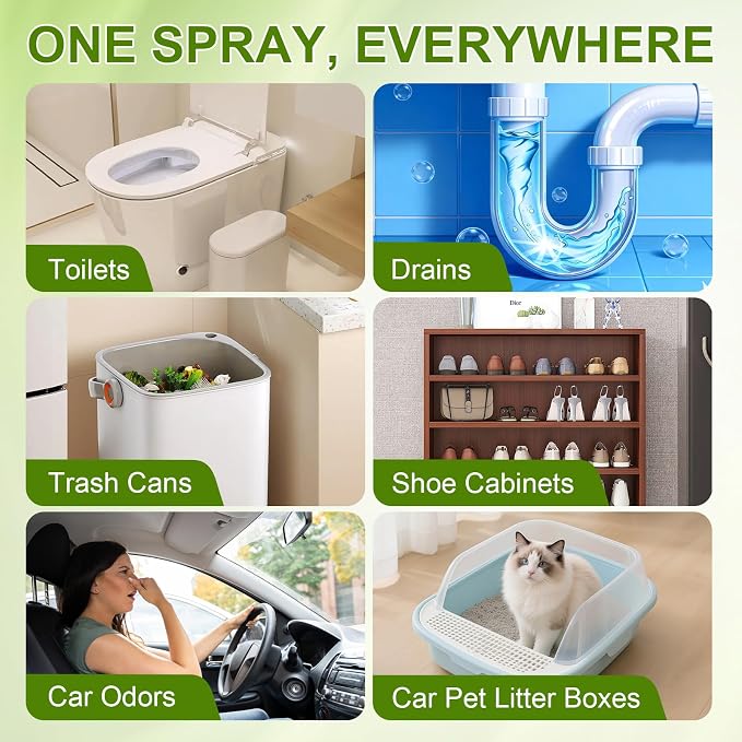 6 Pack Toilet Spray, Bathroom Odor Deodorizer with Essential Oil | Long Lasting Fragrance Room Spray Up to 400 Uses, Portable Air Freshener Travel Essentials Toiletries (Each 1.01Fl Oz)