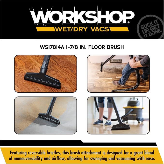 WORKSHOP Wet/Dry Vacs WS17814A 1-7/8-in. Floor Brush Vacuum Attachment