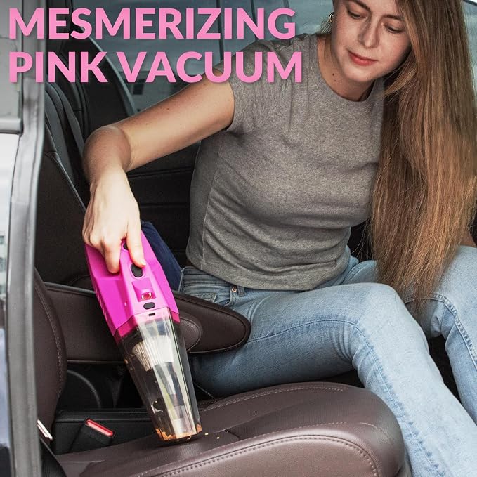 ThinkLearn Car Cleaning Kit with High Power Car Vacuum Detailing Kit | Cute Pink, 8000Pa Suction, 15ft Long Cord, 24piece Set, Interior Cleaning Deep Cleaning, Car Accessories Gift For Women