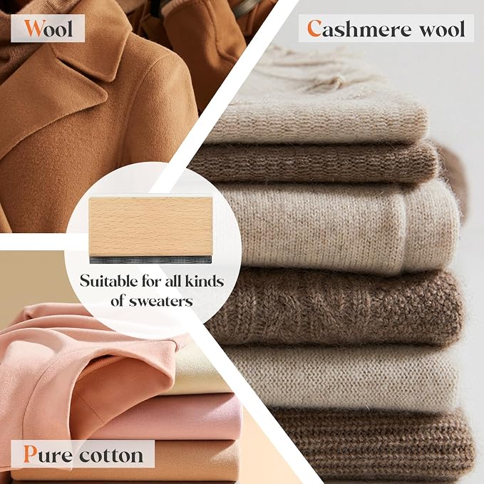 Cashmere Comb, Double Edge Sweater Pill Remover for Wool & Fabric 1PCS | Beech Wood Sweater Shavers to Remove Pilling,Pilling Remover for Clothes, Fuzz Lint Remover for Cashmere & Home Textiles
