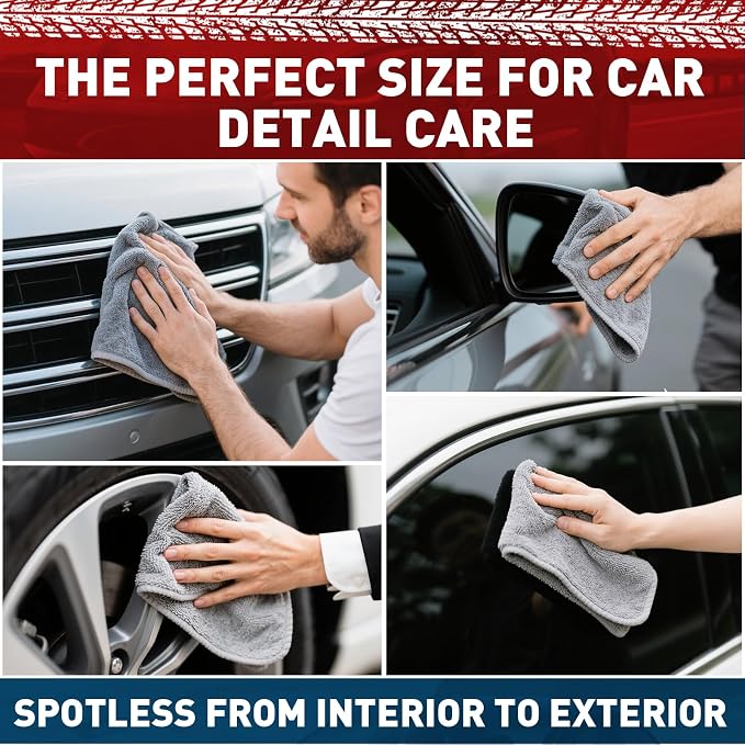 Microfiber Cleaning Cloths Bulk-400 Pack, Gray Microfiber Towels for Cars | Ultra Absorbent Microfiber Towel Weave Grime & Liquid for Streak-Free Mirror Shine - Car Washing Cloth, 12x12 inches