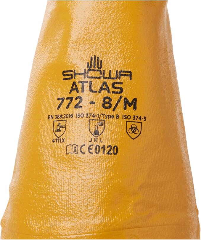 Atlas Glove WG772M 26-Inch Long Sleeve Nitrile Coated Cotton Lined Work Gloves, Medium, Yellow