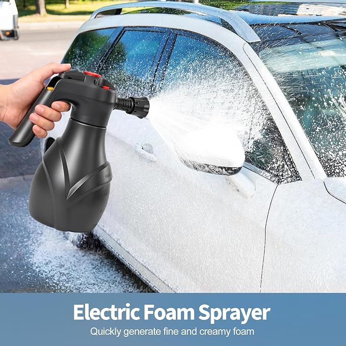 LuxBlue 68 oz Electric Foam Sprayer for Car Wash, 3000mAh Battery Powered | Car Foam Sprayer with Visible Capacity Scale, Type-C Charging Cordless Pressurized Foaming Cannon for Home, Garden Cleaning