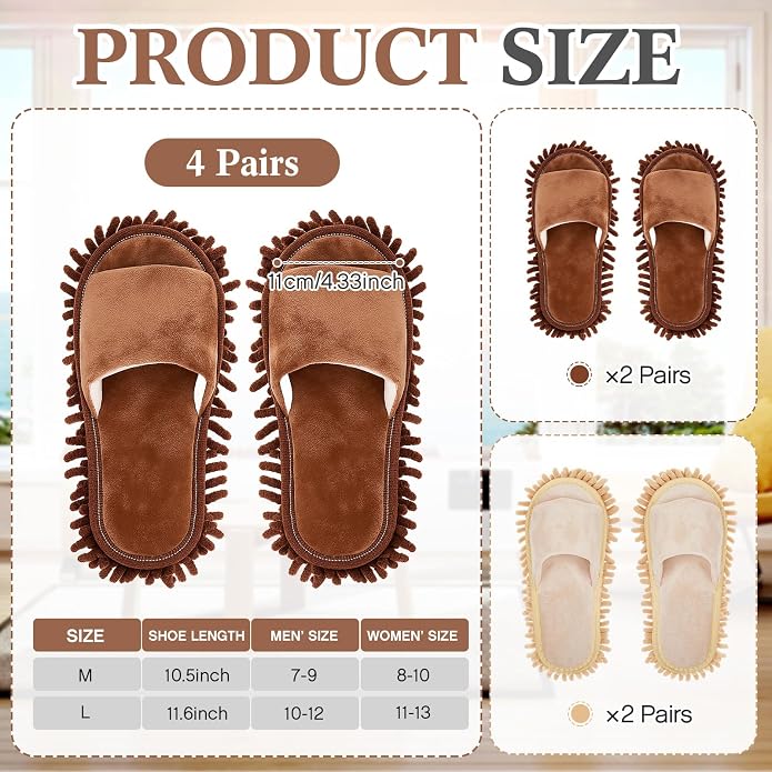 Jecery 4 Pair Microfiber Mop Slipper