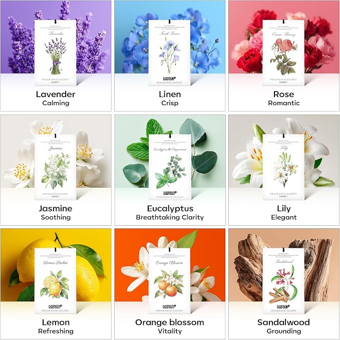 MYARO 12 Pack Eucalyptus Mint Scented Sachets, Closet Deodorizer Freshener | Long-Lasting Sachet Bag, Odor Eliminator for Closet, Drawer, Bathroom, Clothes, Fabric Refresher, Home Fragrance Gift Set