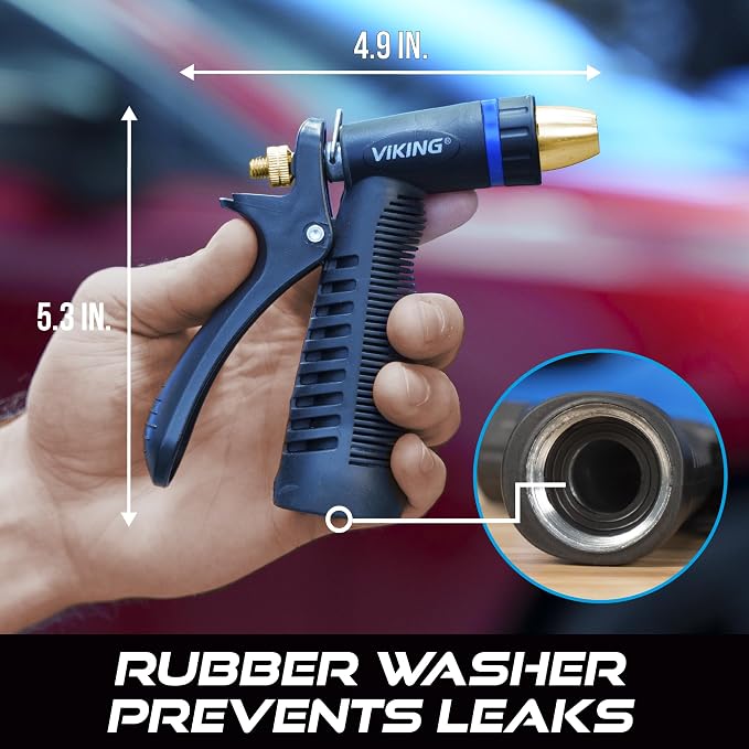 VIKING Hose Nozzle, Adjustable and Heavy-Duty for Cars and Home | Water Hose Nozzle for Car Washing Kit, Watering Plants, Washing Pets, and Home Use