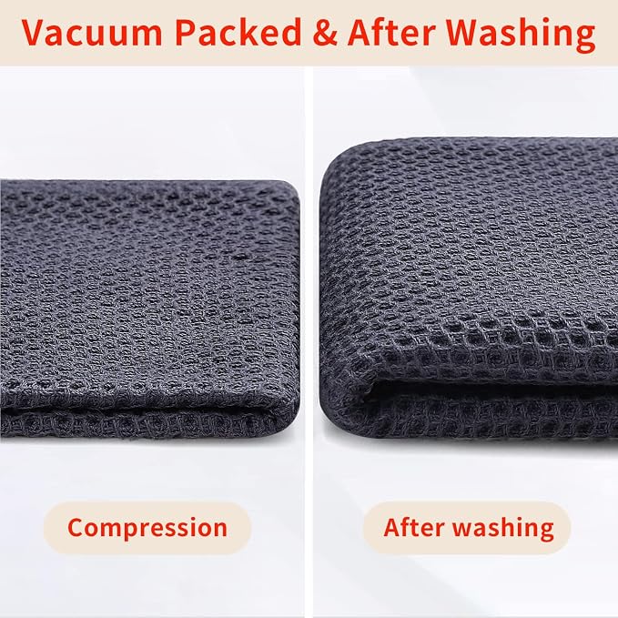 Homaxy 100% Cotton Oversized Waffle Weave Kitchen Towels 6-Pack, Dark Grey | 20 x 28 Inches, Ultra Soft Absorbent Dish Towels, Quick Drying Large Cleaning Towels