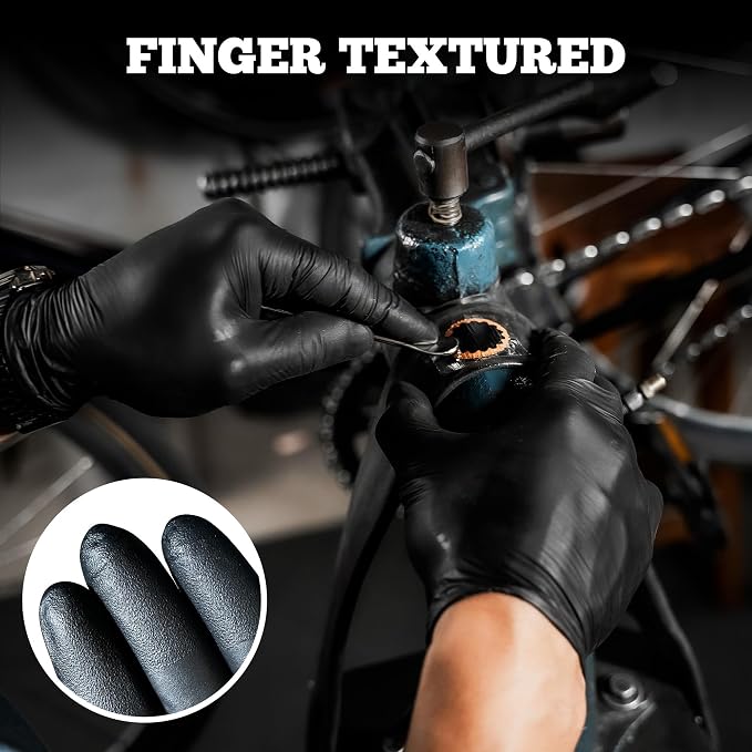 Disposable Nitrile Exam Gloves - 6-mil, Black, Heavy Duty, Latex Free, Food Safe for Cooking