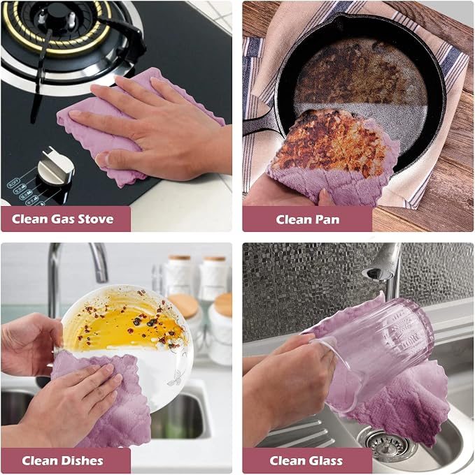 UMANI 12 Pack Microfiber Cleaning Cloths Reusable Textured Cleaning Rags | 10 x 6 Inch, Soft Absorbent Quick-Dry Cloths for Kitchen, Bathroom, Countertop and Household Cleaning