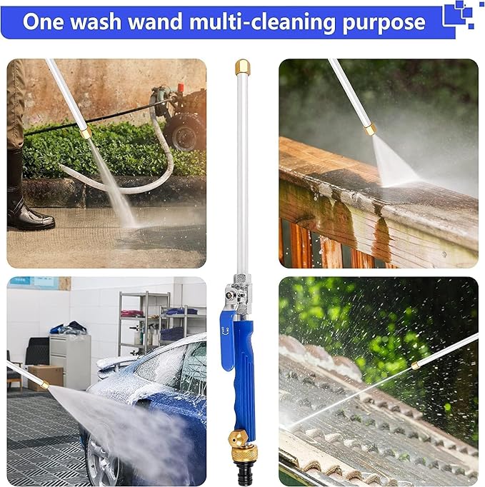Jet Nozzle High Pressure Hose Nozzle for Garden, Hydro Pressure Hose Nozzle | 2-in-1 upgraded high pressure washer attachment, comes with 2 different nozzles and convenient hose quick connectors (Blue)