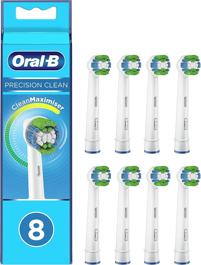Oral-B Precision Clean Replacement Brush Heads, CleanMaximiser Bristles, Pack of 8