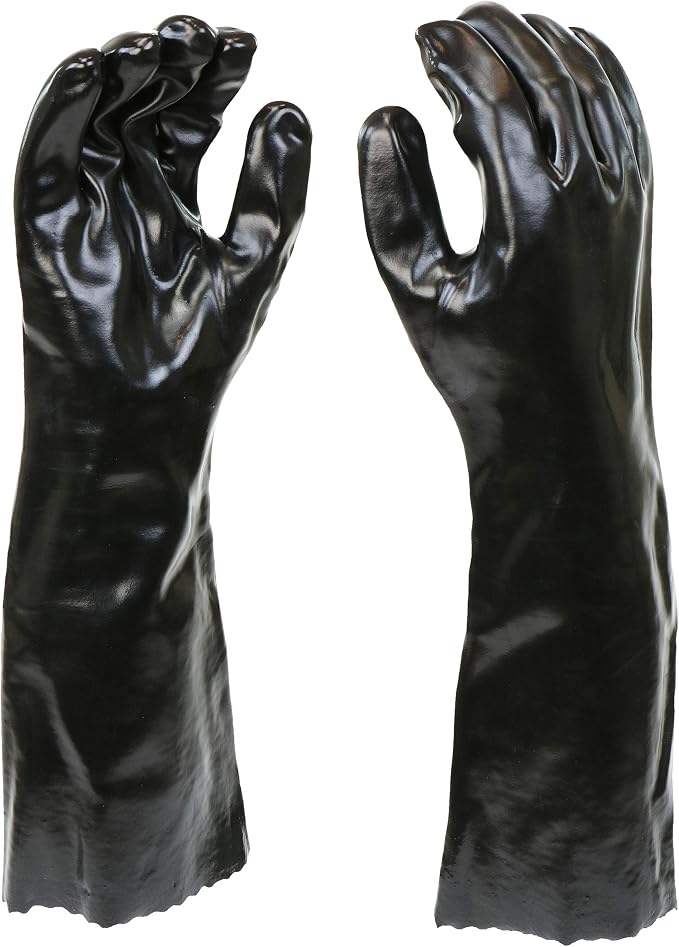 West Chester 12018 Chemical Resistant PVC Coated Work Gloves: 18" Length, Size Large, 2 Pairs