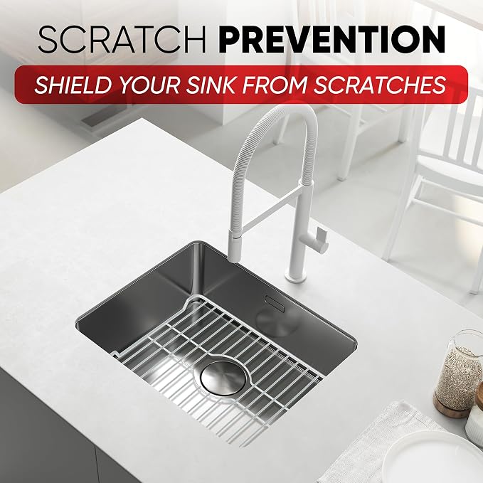Better Houseware Sink Protectors for Kitchen Sink, Protective Metal Grid, 18.1x12.3x1 inches, White Kitchen Sink Mat to Shield Sink Base from Scratches, Rust-Resistant Coating, 2 Pack, L