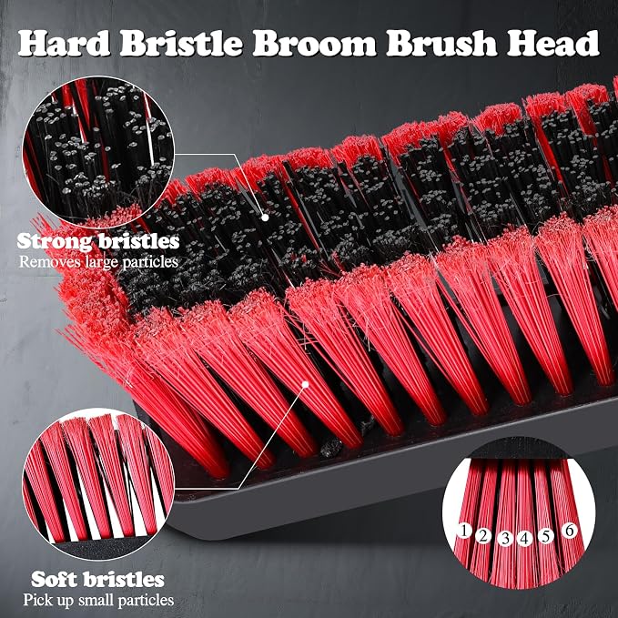 24" Push Broom Outdoor, Heavy Duty Garden Brush Broom with 58" Long Handle | Commercial Outdoor Broom for Deck Driveway Garage Yard Patio Warehouse Concrete Floor Cleaning