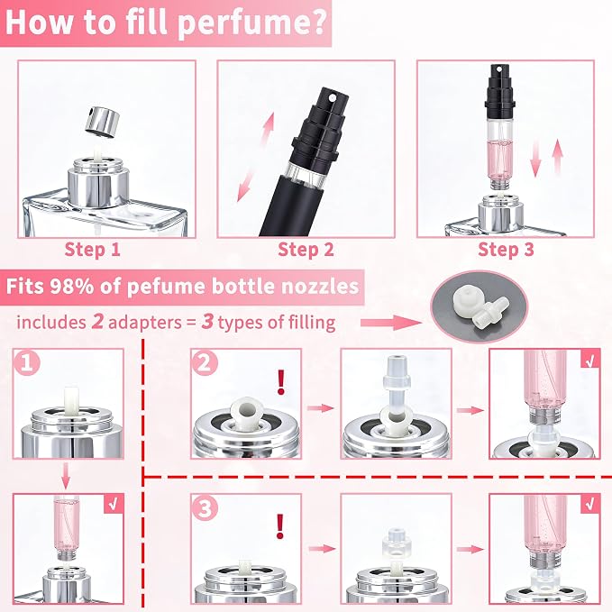 10ml Travel Perfume Atomizer Refillable Spray Bottle Atomiser (Black) | Perfume Spray Bottle, Fragrances Atomizer, Perfume Travel Refillable Bottle,Perfume Dispenser,Perfume Refill Bottle