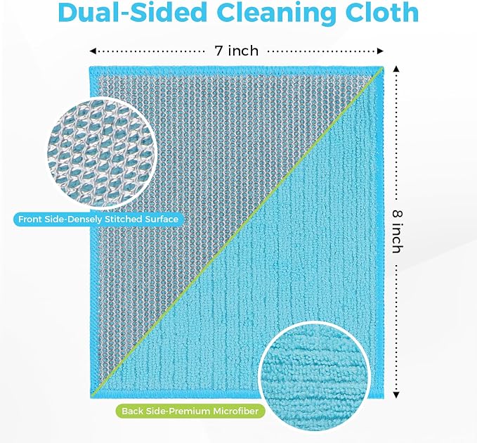 AIDEA Non Scratch Wire Dishcloth 24PK, Dish Cloths for Washing Dishes 7"×8" | Upgraded Wire Dishwashing Rag, Dual Sided,Stainless Steel Wipes, Cleaning Pads Steel Scrubber for Cookware, Sinks, Stove Tops