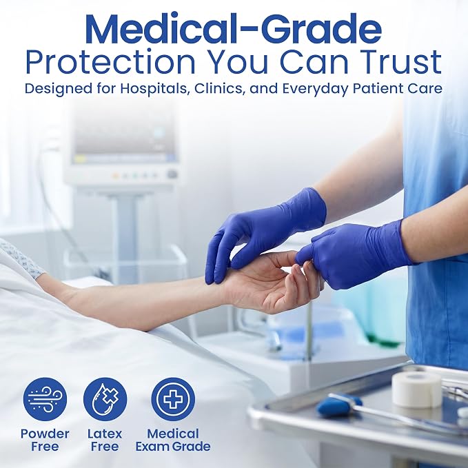 ProCure [200 Count] Disposable Nitrile Gloves - Latex Free, Powder Free Medical Exam Gloves