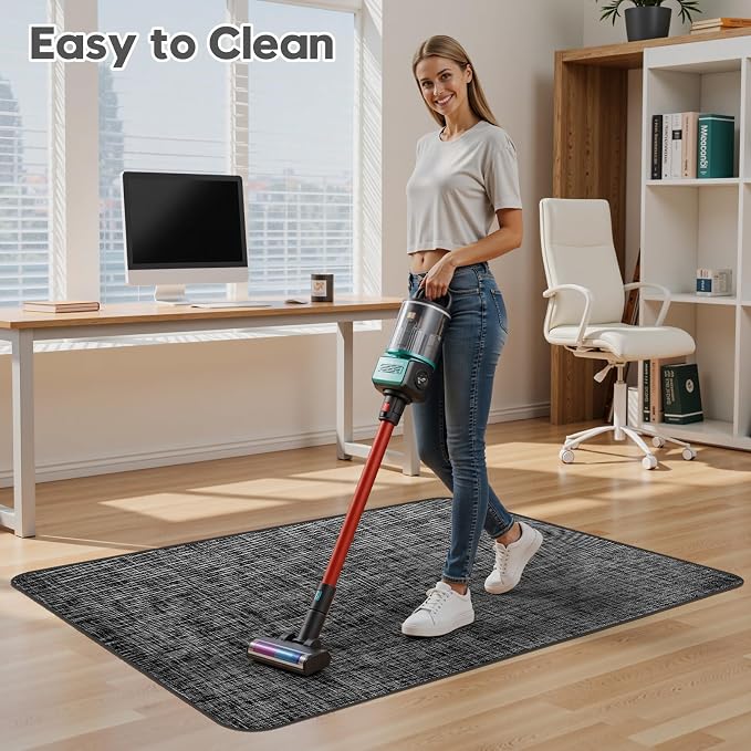 Sycoodeal Office Chair Mat for Hardwood & Tile Floor,Computer Gaming Chair Mat for Rolling Chairs Non-Curve, Anti-Slip, Heavy Duty Floor Protector for Home Office,Black (48" x 55")