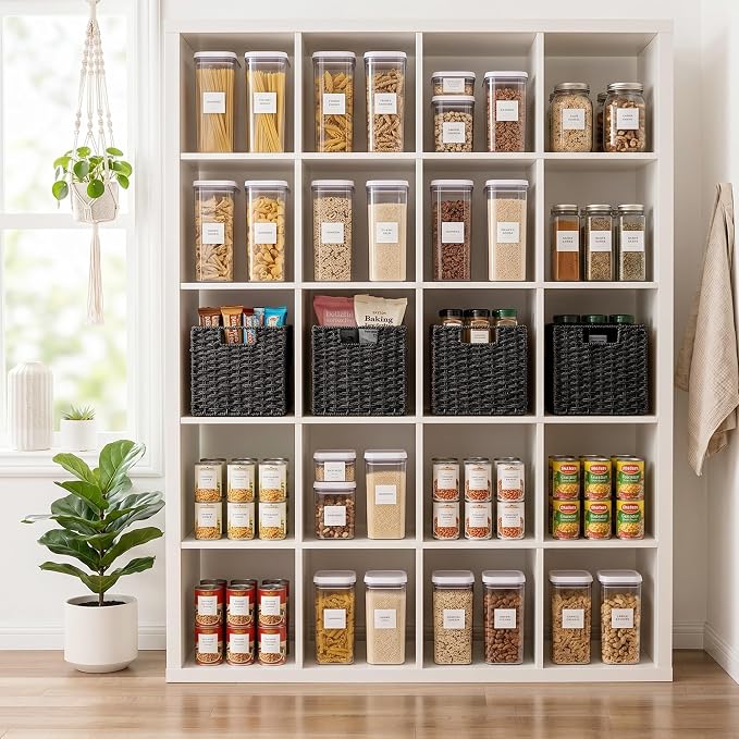 StorageWorks 9 inch Cube Storage Bins, Wicker Storage Cubes, Black Basket | 2-Pack, Handwoven Wicker Basket for Storage, Foldable Paper Rope Baskets for Organizing, Black Storage Bins,Cube Storage Bins