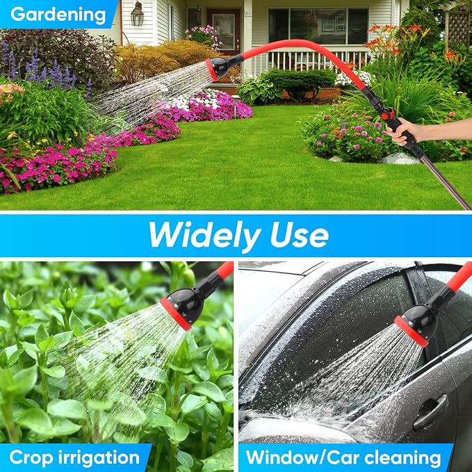 2 in 1 Bendable Watering Wand Heavy Duty for Garden/Car Cleaning | Use with 10 Spray Patterns, 29In Long Hose Nozzle Sprayer, Fits 3/4” Quick Coupling/Garden Hoses