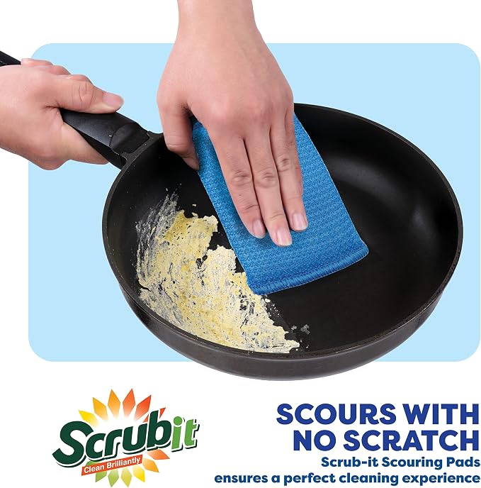 SCRUBIT Multi-Purpose Scouring Pad - Non-Scratch Cleaning Sponges for Pots, Pans, Dishes, Utensils & Non-Stick Cookware - Scrubbing Pads Use for Kitchen, Bathroom - 6 Pack Dish Sponge (Green)