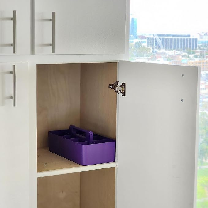 8 Compartments DIY Dividers,Large caddy, Multi Purpose, Simple, Portable, Stackable, Modern Solution for School, Office,MADE IN USA (Royal Purple)