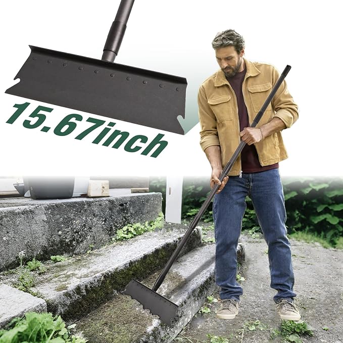 Large Garden Shovel, Multifunctional Cleaning Shovel 63 Inch Large Ice Scraper Heavy Duty Garden Tool for Weeding, Lawn Edging, Scraping and Ice Removal,Black