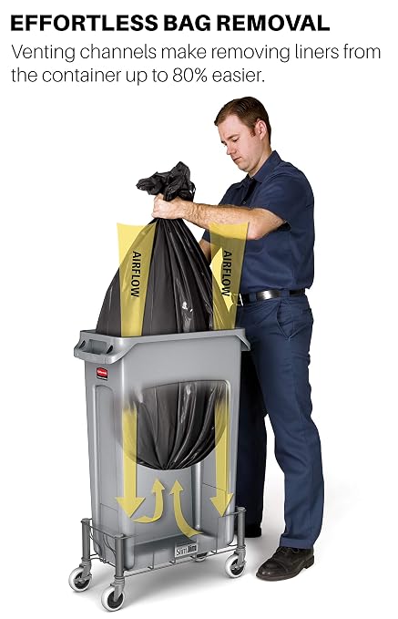 Rubbermaid Commercial Products Slim Jim Trash/Garbage Can with Venting Channels, 23-Gallon, Blue, for Kitchen/Office/Workspace