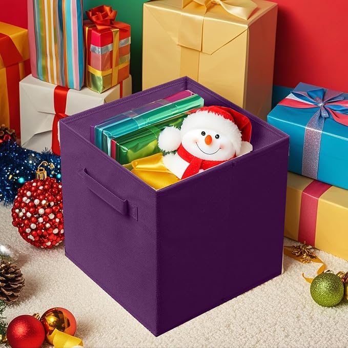 ShellKingdom Storage Bins, Foldable Fabric Storage Cubes And Cloth Storage | Storage Organizer For Closet And Toys, 10.5x10.5x11 INCH, 6 Pack (Purple)