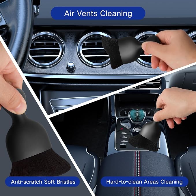 Qydipclin 10pcs Windshield Cleaner Tool, Car Window Cleaning Wash Kit with 4 Reusable Microfiber Pads 1 Spray Bottle and Extendable Handle Auto Glass Wiper Kit, Multicolor