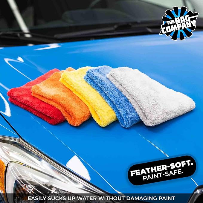The Rag Company - Eagle Edgeless 500 (3-Pack) Professional Korean 70/30 Blend Super Plush Microfiber Detailing Towels, 500GSM, 16in x 24in, Ice Grey
