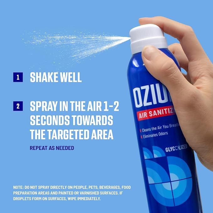 Ozium 8 Oz. Air Sanitizer & Odor Eliminator Spray | Room Odor Eliminator for Home, Car, and Office, Citrus Scent, 6 Pack