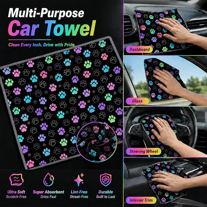 Ladybug Microfiber Towels for Cars, Scratch-Free Auto Cleaning Cloths | High-Absorbency Microfiber Clean Cloths Lint-Free Scratch-Free for Glass,Paint 11.8 x 11.8 inch,Ladybug Gift for Women Men