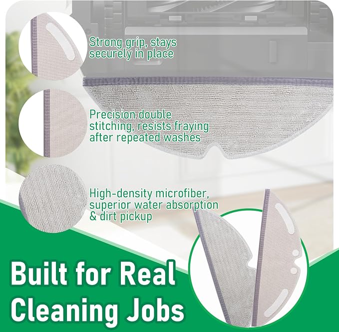 24Pcs Replacement Accessories Kits for Dreame D20 Plus | 24pcs kit for D20 Plus: 4 main brushes, 4 HEPA filters, 4 airtight bags & 6 mop pads for corner-to-edge pet hair cleaning