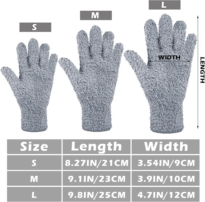 Patelai 3 Pairs Microfiber Dusting Gloves for Plants Leaf, Large | Black, White, Gray,Plant Cleaning Gloves, Reusable Washable Gloves,House Furniture Blinds Dusting