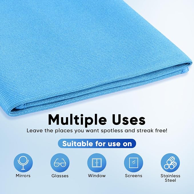 HOMEXCEL Glass Cleaning Cloths 6PK, Streak Free Towel for Windows, 14x16in | Lint Free&Reusable Microfiber Cleaning Cloth for Mirrors, Screens, Glasses, Stainless Steel, Blue