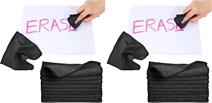 30 Pcs Dry Erase Cloth,6 X 6 Inch,Black (Pack of 2)